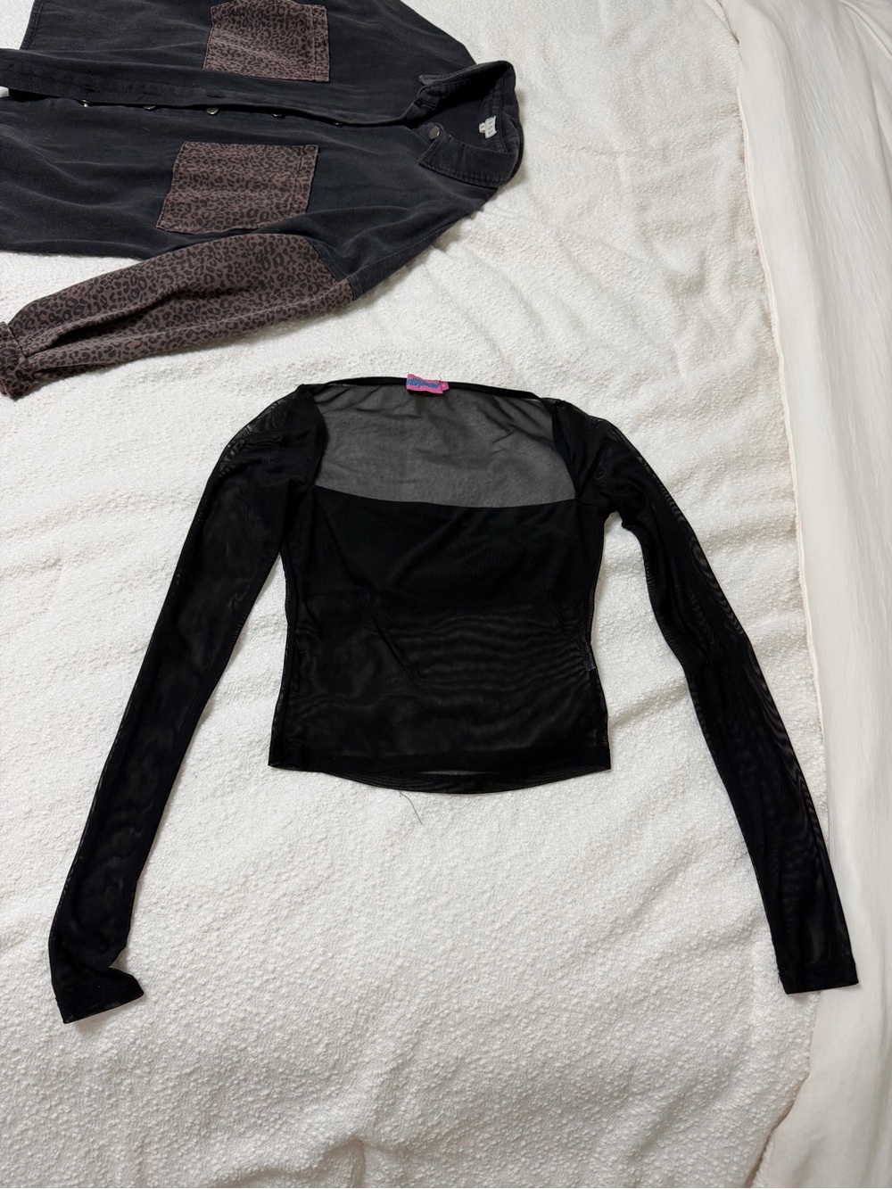 Edikted Black Sheer Mesh Long Sleeve Top
